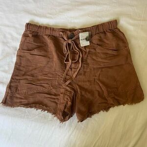 Free People Terracotta Linen Shorts
